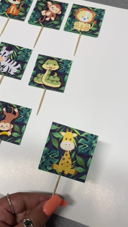 Wild One- Jungle Theme Cupcake Toppers