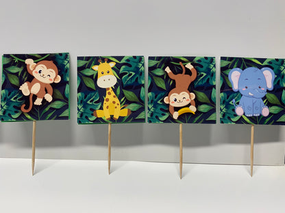 Wild One- Jungle Theme Cupcake Toppers